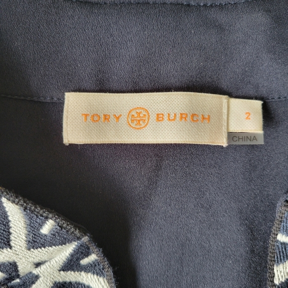 Tory Burch Ariana Embroidered Knit Trimmed Tunic Size 2 - Picture 5 of 8